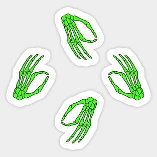 Okay Sign Neon Green Skeleton Hand Pattern Sticker